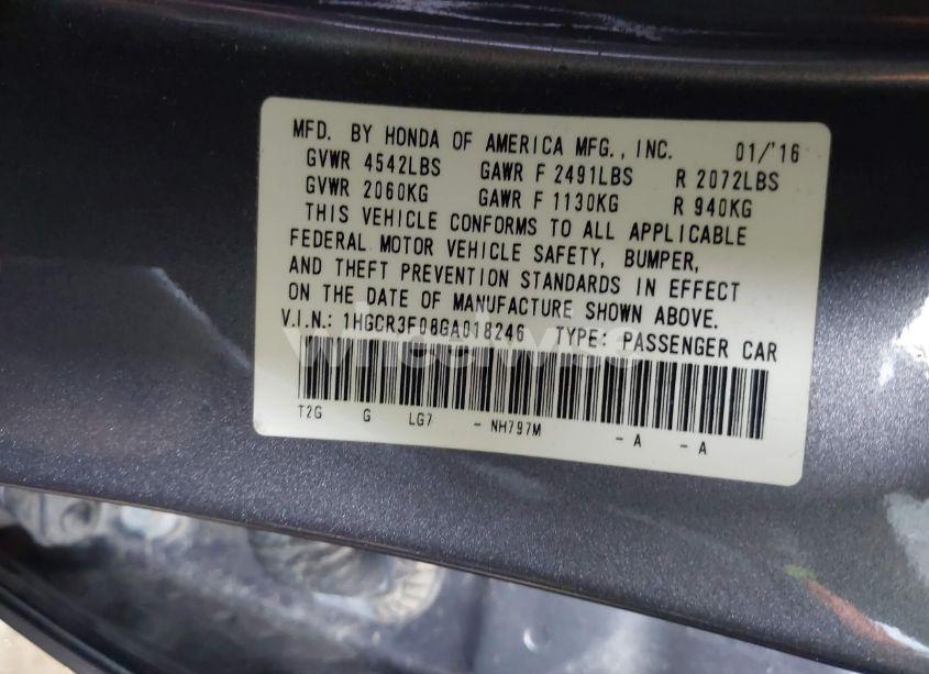 Photo 9 of 2016 Honda Accord EX-L V-6 (VIN 1HGCR3F08GA018246)