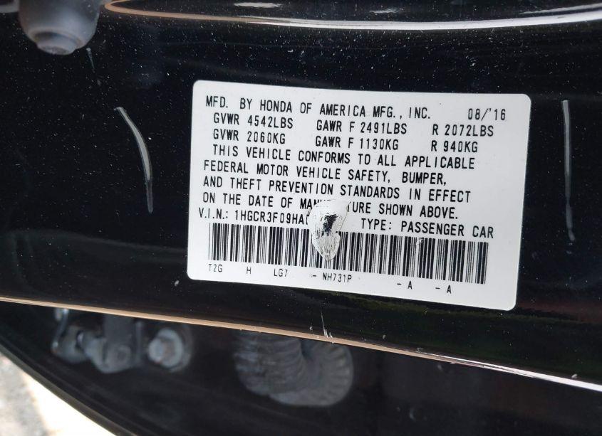 Photo 9 of 2017 Honda Accord EX-L V6 (VIN 1HGCR3F09HA007323)