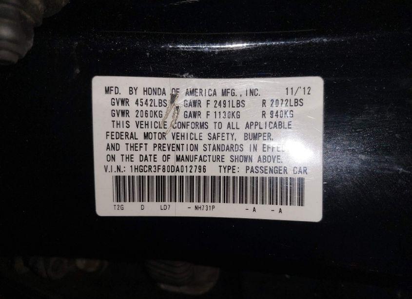 Photo 9 of 2013 Honda Accord EX-L V-6 (VIN 1HGCR3F80DA012796)