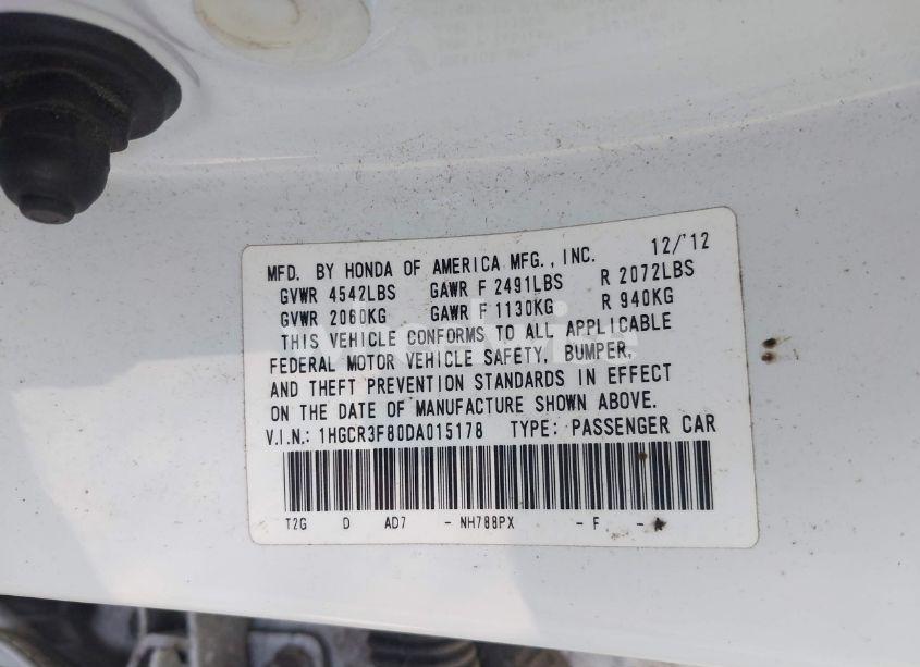 Photo 9 of 2013 Honda Accord EX-L V-6 (VIN 1HGCR3F80DA015178)