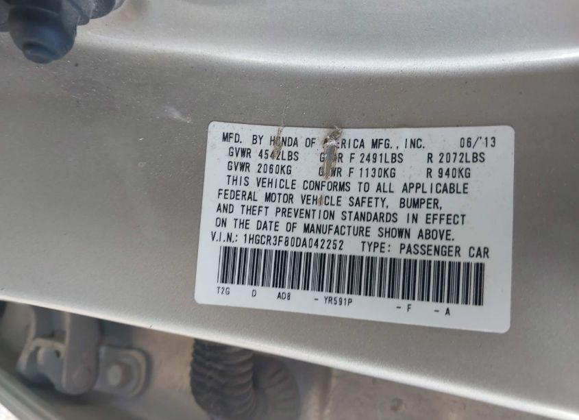 Photo 9 of 2013 Honda Accord EX-L V-6 (VIN 1HGCR3F80DA042252)