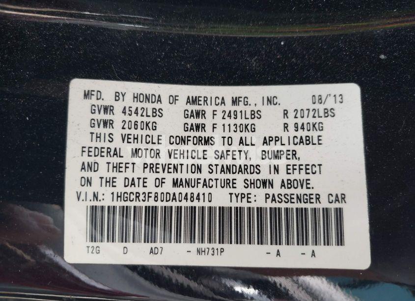 Photo 9 of 2013 Honda Accord EX-L V-6 (VIN 1HGCR3F80DA048410)