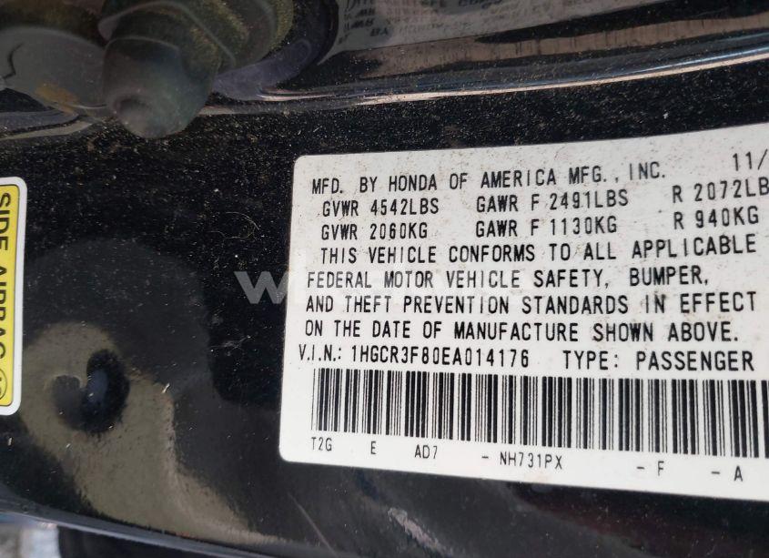 Photo 9 of 2014 Honda Accord EX-L V-6 (VIN 1HGCR3F80EA014176)