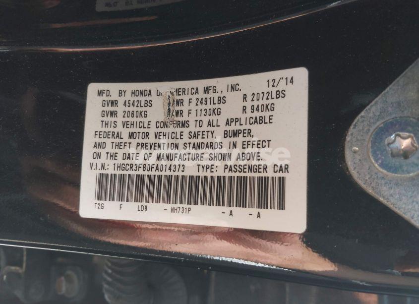 Photo 9 of 2015 Honda Accord EX-L V-6 (VIN 1HGCR3F80FA014373)