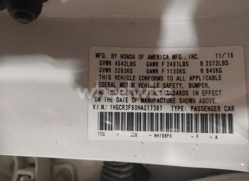 Photo 9 of 2017 Honda Accord EX-L V6 (VIN 1HGCR3F80HA017387)