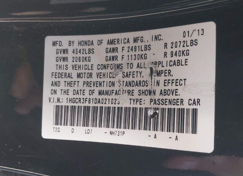 Photo 9 of 2013 Honda Accord EX-L V-6 (VIN 1HGCR3F81DA021023)