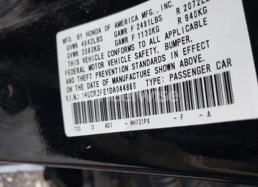 Photo 9 of 2013 Honda Accord EX-L V-6 (VIN 1HGCR3F81DA044866)