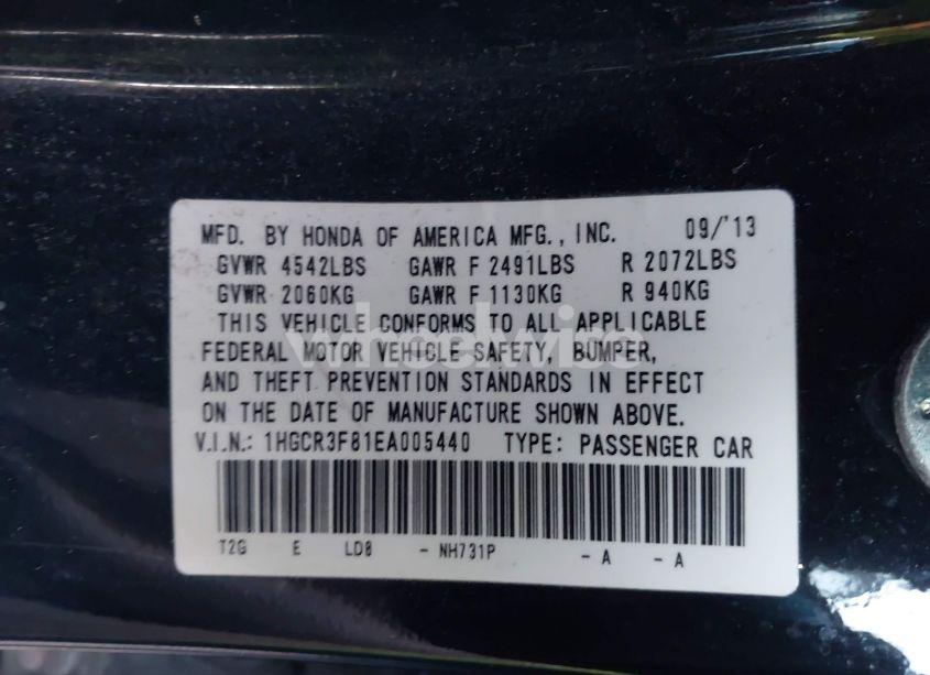 Photo 9 of 2014 Honda Accord EX-L V-6 (VIN 1HGCR3F81EA005440)