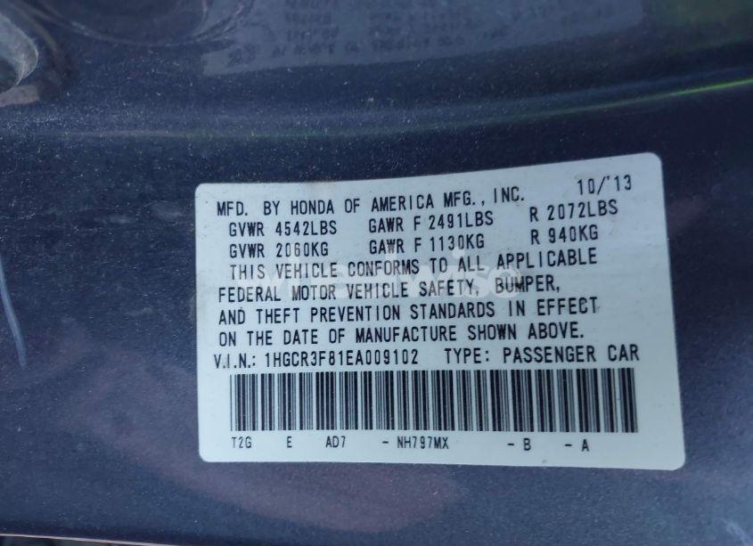 Photo 9 of 2014 Honda Accord EX-L V-6 (VIN 1HGCR3F81EA009102)