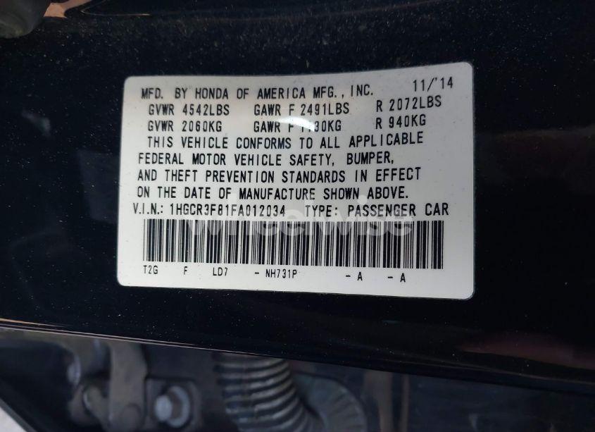 Photo 9 of 2015 Honda Accord EX-L V-6 (VIN 1HGCR3F81FA012034)