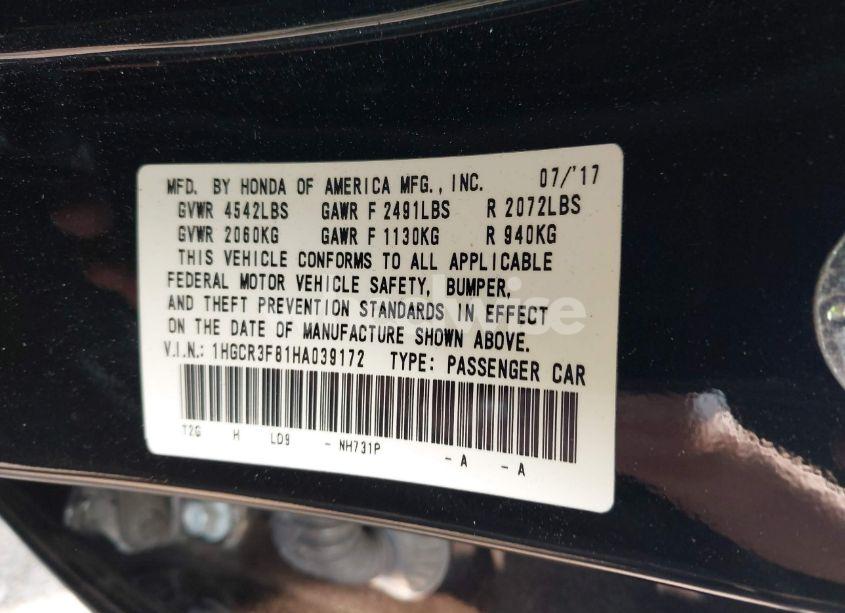 Photo 9 of 2017 Honda Accord EX-L V6 (VIN 1HGCR3F81HA039172)