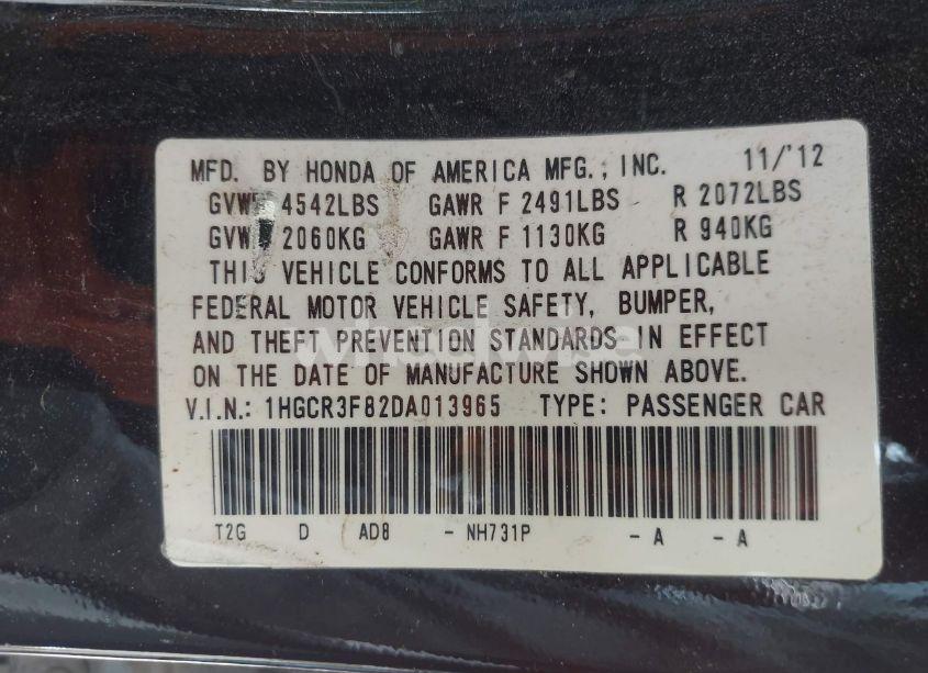 Photo 9 of 2013 Honda Accord EX-L V-6 (VIN 1HGCR3F82DA013965)