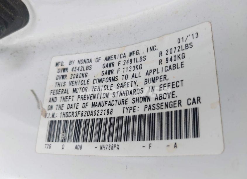 Photo 9 of 2013 Honda Accord EX-L V-6 (VIN 1HGCR3F82DA023198)