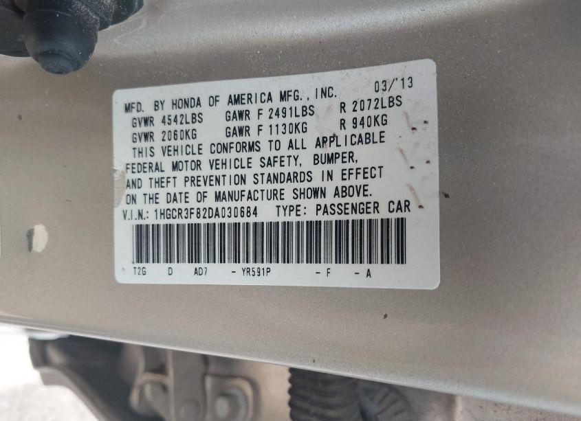 Photo 9 of 2013 Honda Accord EX-L V-6 (VIN 1HGCR3F82DA030684)