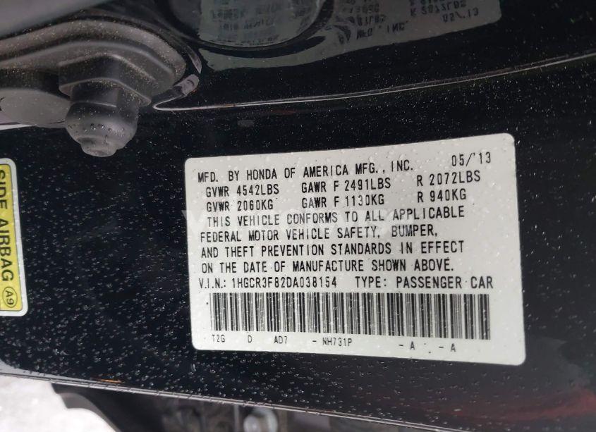 Photo 9 of 2013 Honda Accord EX-L V-6 (VIN 1HGCR3F82DA038154)