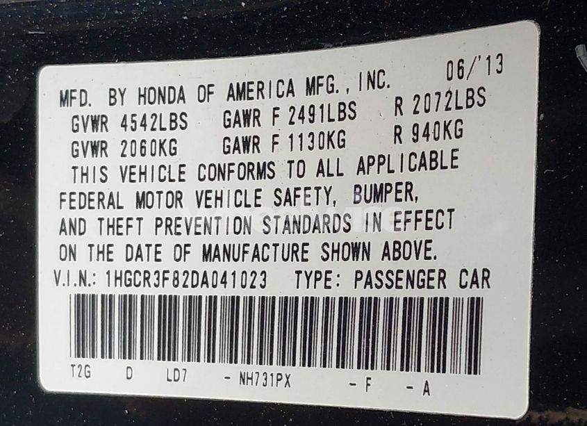 Photo 9 of 2013 Honda Accord EX-L V-6 (VIN 1HGCR3F82DA041023)