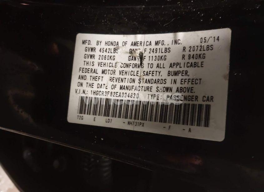 Photo 9 of 2014 Honda Accord EX-L V-6 (VIN 1HGCR3F82EA034820)