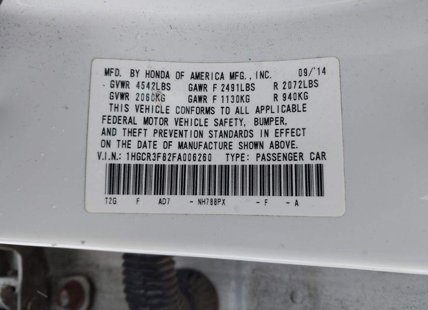 Photo 9 of 2015 Honda Accord EX-L V-6 (VIN 1HGCR3F82FA006260)