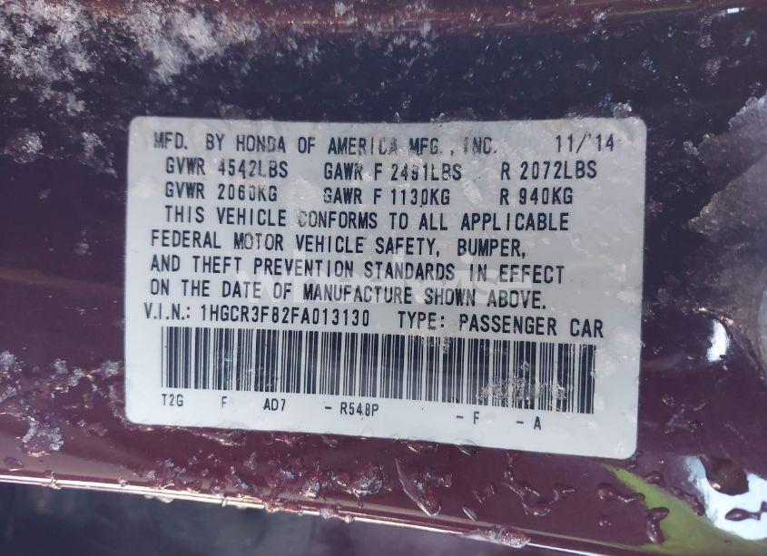 Photo 9 of 2015 Honda Accord EX-L V-6 (VIN 1HGCR3F82FA013130)