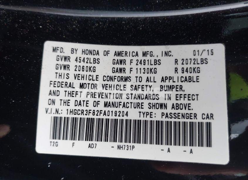 Photo 9 of 2015 Honda Accord EX-L V-6 (VIN 1HGCR3F82FA019204)