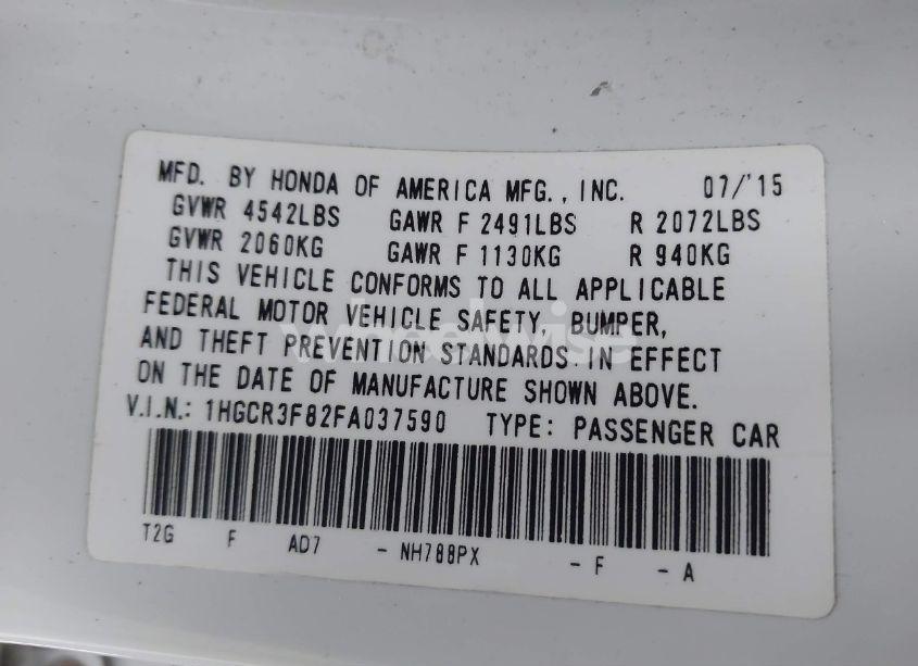 Photo 9 of 2015 Honda Accord EX-L V-6 (VIN 1HGCR3F82FA037590)