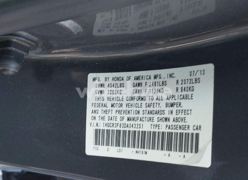 Photo 9 of 2013 Honda Accord EX-L V-6 (VIN 1HGCR3F83DA043251)