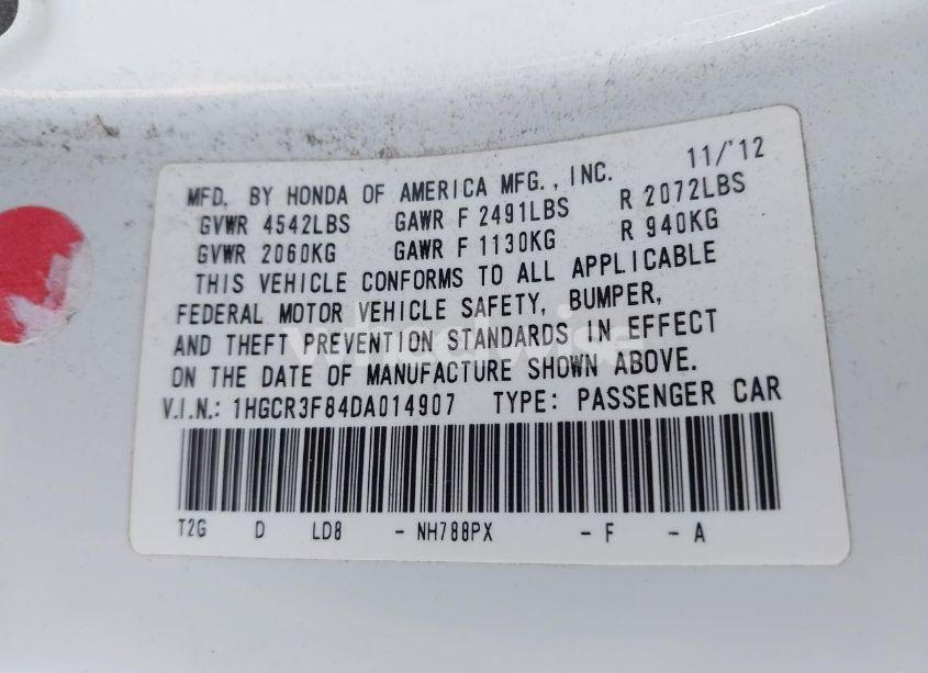 Photo 9 of 2013 Honda Accord EXL (VIN 1HGCR3F84DA014907)