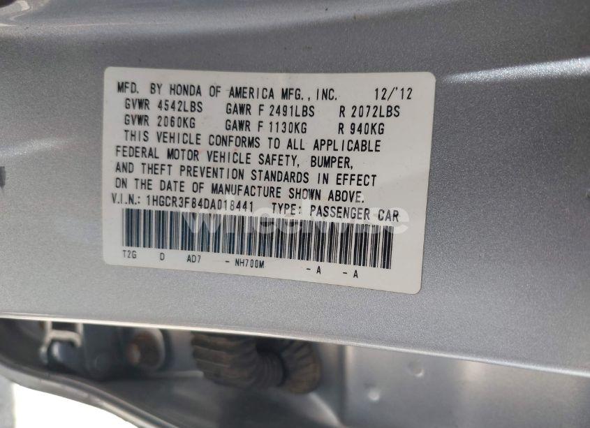 Photo 9 of 2013 Honda Accord EX-L V-6 (VIN 1HGCR3F84DA018441)