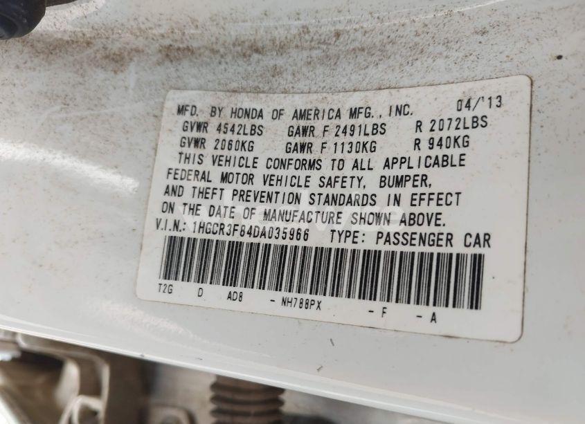 Photo 9 of 2013 Honda Accord EX-L V-6 (VIN 1HGCR3F84DA035966)