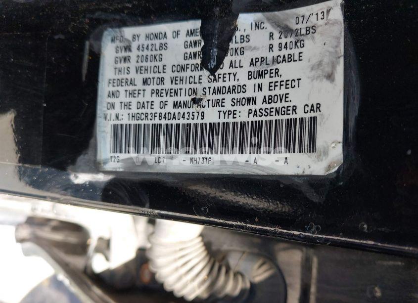 Photo 9 of 2013 Honda Accord EX-L V-6 (VIN 1HGCR3F84DA043579)