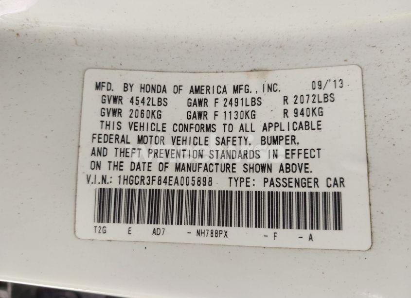 Photo 9 of 2014 Honda Accord EX-L V-6 (VIN 1HGCR3F84EA005898)