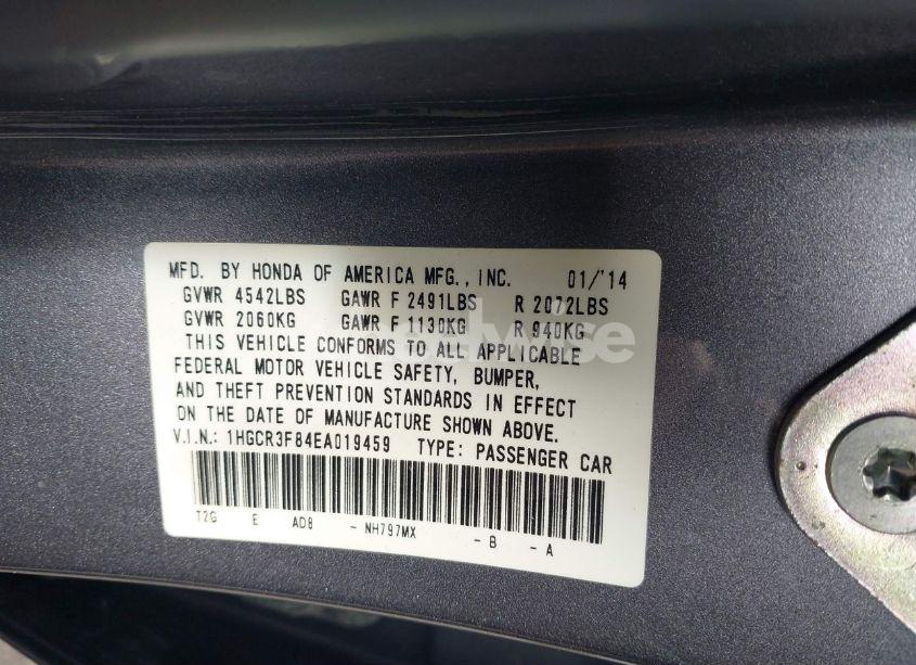 Photo 9 of 2014 Honda Accord EX-L V-6 (VIN 1HGCR3F84EA019459)