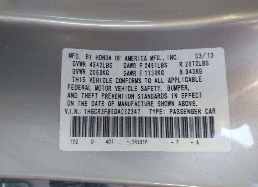 Photo 8 of 2013 Honda Accord EX-L V-6 (VIN 1HGCR3F85DA032347)