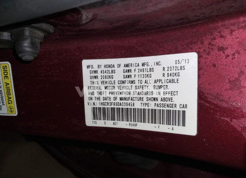 Photo 9 of 2013 Honda Accord EX-L V-6 (VIN 1HGCR3F85DA039458)