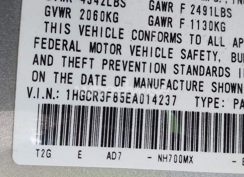 Photo 9 of 2014 Honda Accord EX-L V-6 (VIN 1HGCR3F85EA014237)