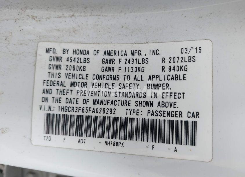 Photo 9 of 2015 Honda Accord EX-L V-6 (VIN 1HGCR3F85FA026292)