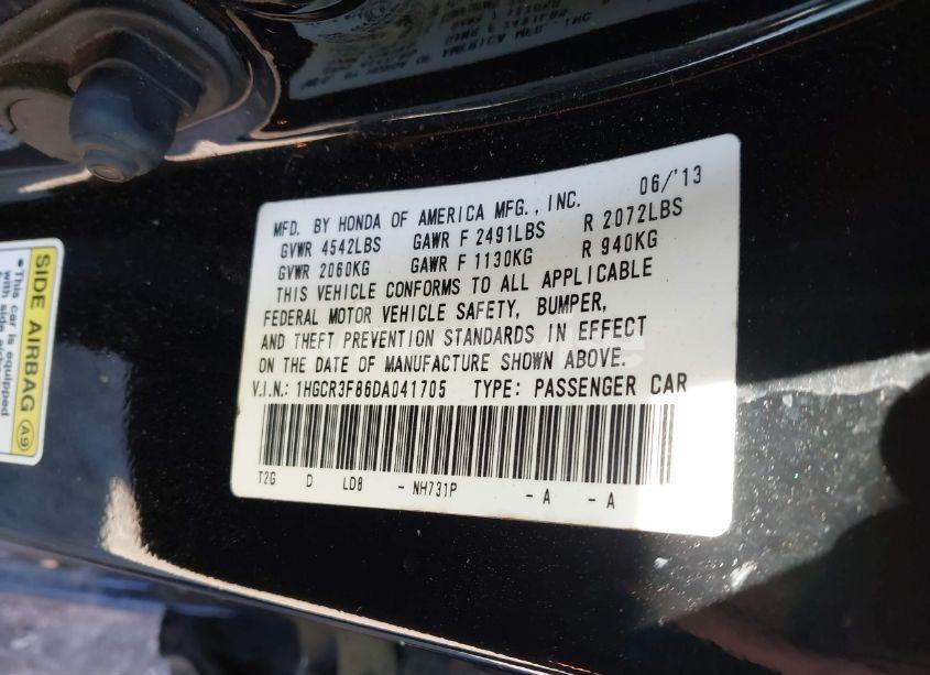 Photo 9 of 2013 Honda Accord EX-L V-6 (VIN 1HGCR3F86DA041705)