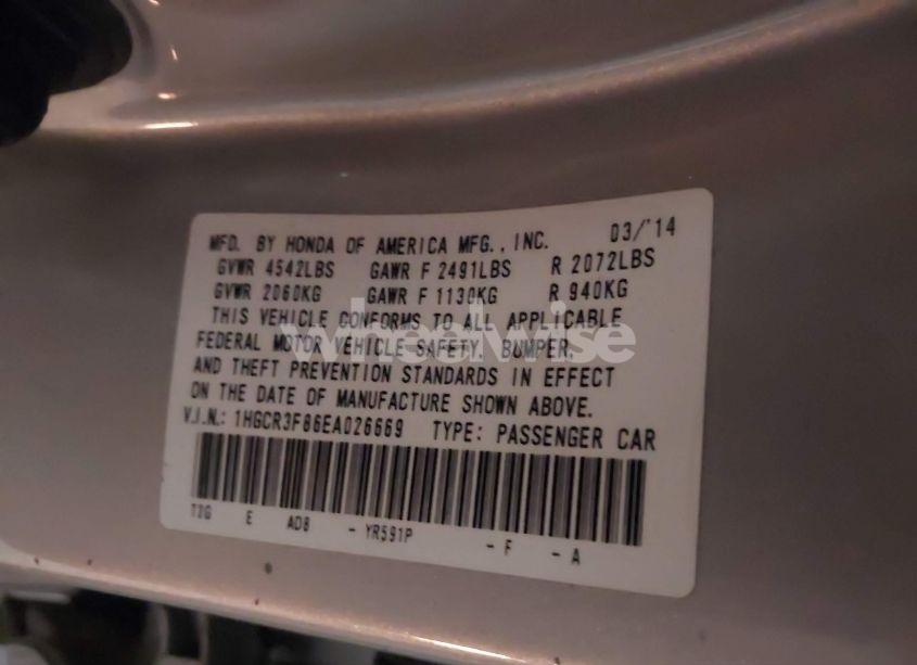 Photo 9 of 2014 Honda Accord EX-L V-6 (VIN 1HGCR3F86EA026669)