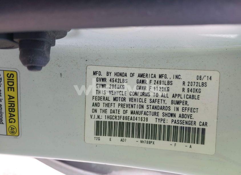 Photo 9 of 2014 Honda Accord EX-L V-6 (VIN 1HGCR3F86EA041639)