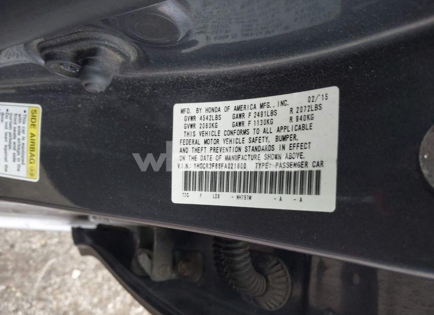 Photo 9 of 2015 Honda Accord EX-L V-6 (VIN 1HGCR3F86FA021800)