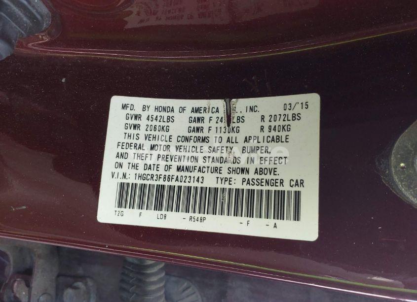 Photo 9 of 2015 Honda Accord EX-L V-6 (VIN 1HGCR3F86FA023143)