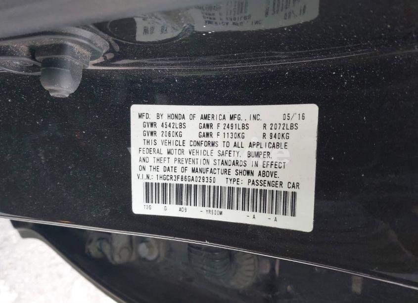 Photo 9 of 2016 Honda Accord EX-L V-6 (VIN 1HGCR3F86GA029350)