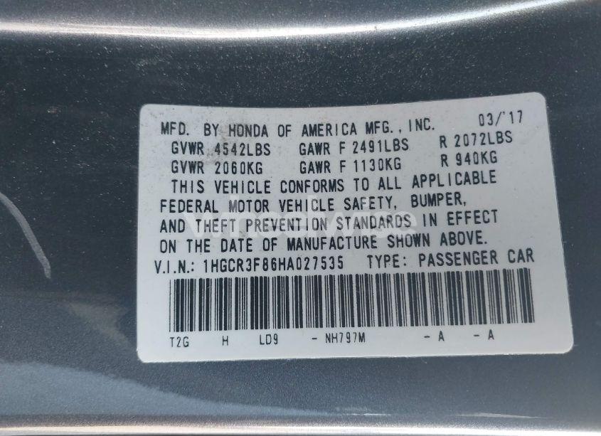 Photo 9 of 2017 Honda Accord EX-L V6 (VIN 1HGCR3F86HA027535)