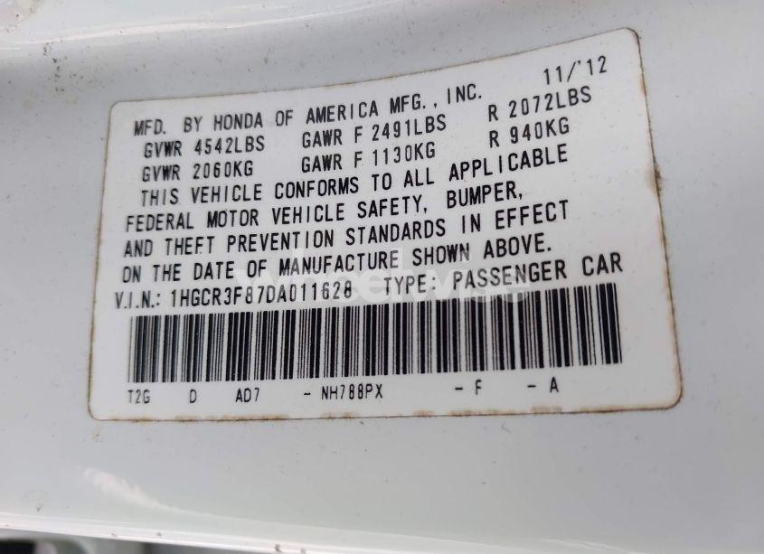 Photo 9 of 2013 Honda Accord EX-L V-6 (VIN 1HGCR3F87DA011628)