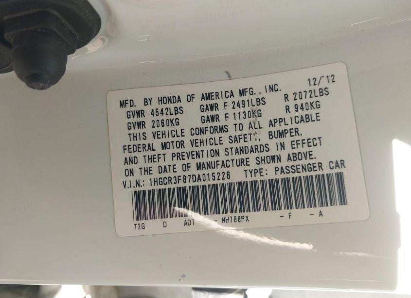 Photo 9 of 2013 Honda Accord EX-L V-6 (VIN 1HGCR3F87DA015226)