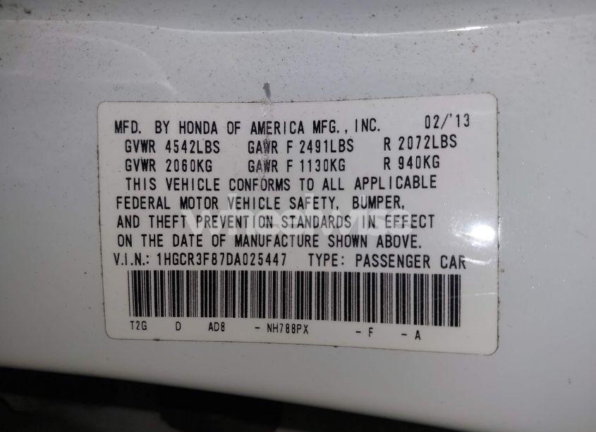 Photo 9 of 2013 Honda Accord EX-L V-6 (VIN 1HGCR3F87DA025447)