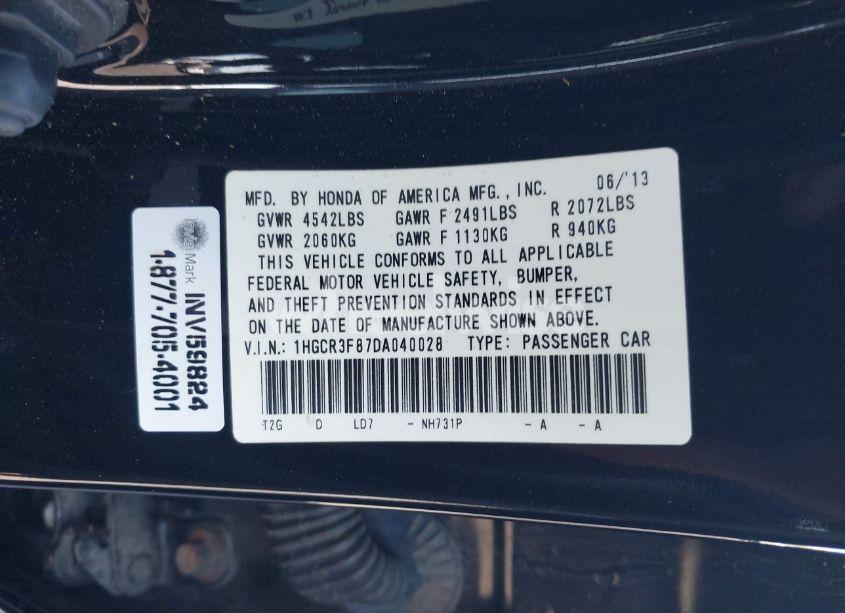 Photo 9 of 2013 Honda Accord EX-L V-6 (VIN 1HGCR3F87DA040028)