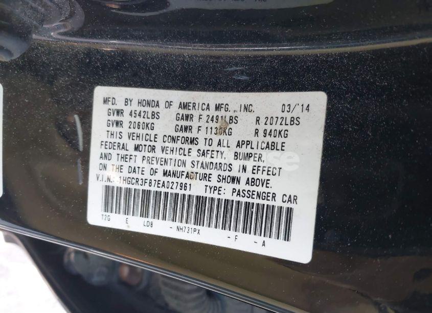 Photo 9 of 2014 Honda Accord EX-L V-6 (VIN 1HGCR3F87EA027961)