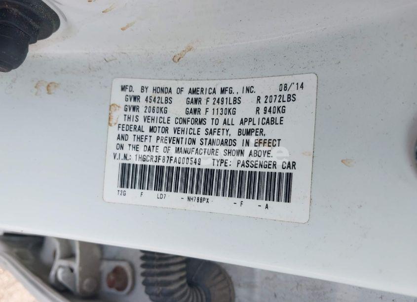 Photo 9 of 2015 Honda Accord EX-L V-6 (VIN 1HGCR3F87FA000549)