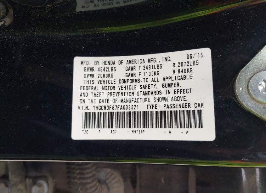 Photo 9 of 2015 Honda Accord EX-L V-6 (VIN 1HGCR3F87FA033521)